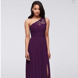 Long One Shoulder Lace Bridesmaid Dress